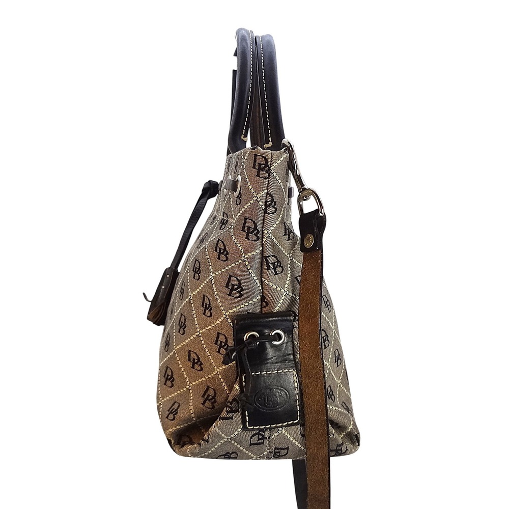 Dooney & Bourke Signature Jacquard Tassel Monogram Canvas‎ Leather Trim Tote Bag - Picture 4 of 8